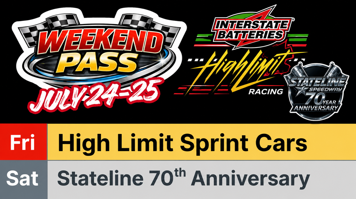 Weekend Pass: Interstate Batteries High Limit Sprint Cars + Stateline 70th Anniversary Celebration (SAVE 20%)