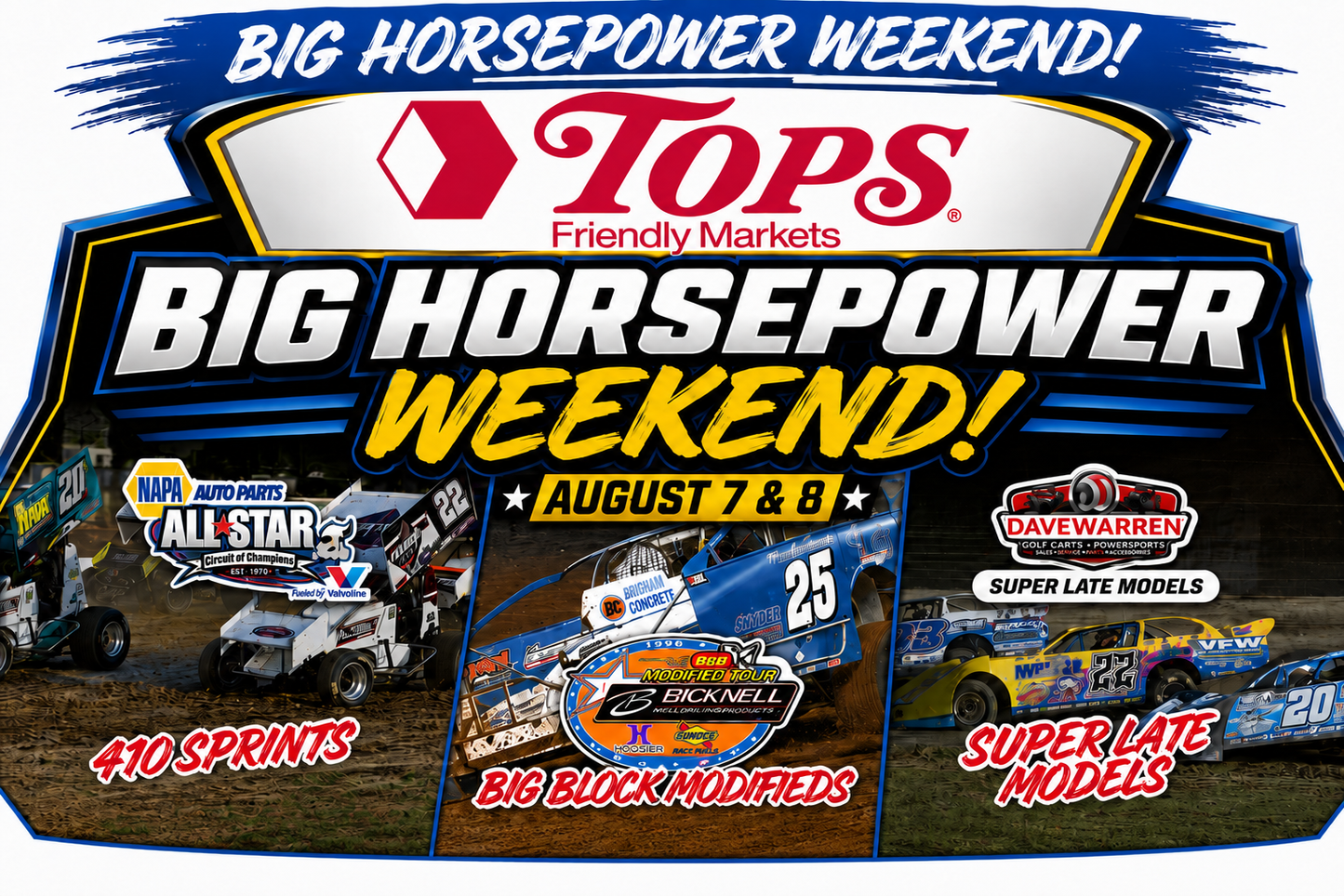 Tops Markets Big Horsepower Weekend - All Star Circuit of Champions 410 Sprints + Super Late Models