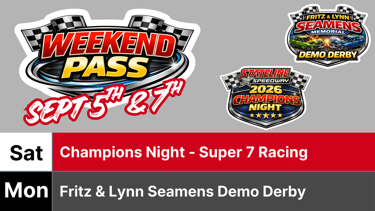 Weekend Pass: Labor Day Extravaganza - Champions Night &amp; Demolition Derby