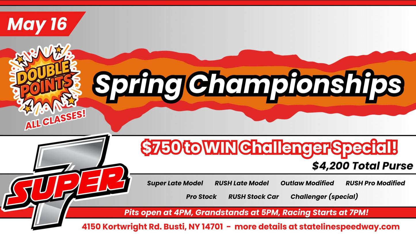 Spring Championship Double Points + $750 to Win Challenger Special