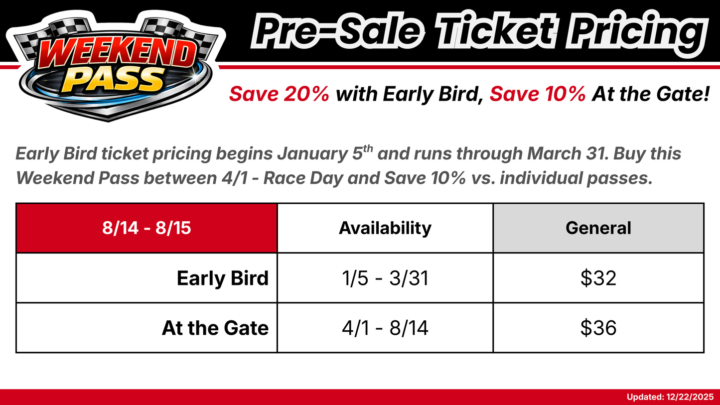 Weekend Pass: Vintage Rumble Weekend, 9 Weekly Divisions, Concert, Cruise In